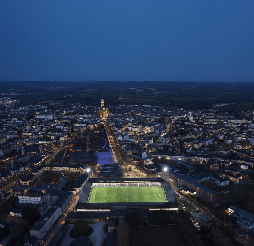 rodez dolmen olgga architectes stade paul lignon raf mairie Sora vue aérienne perspective